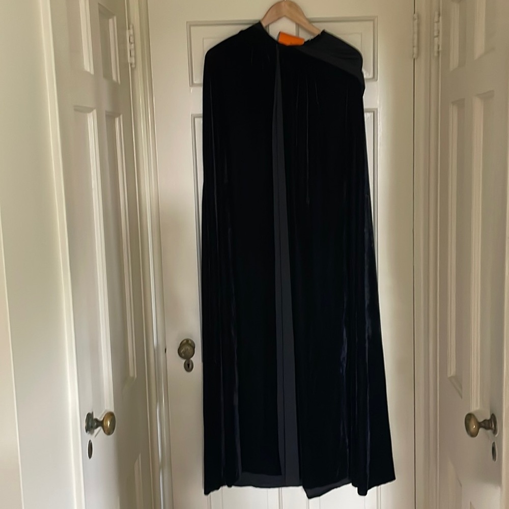 Black velvet cloak with hood